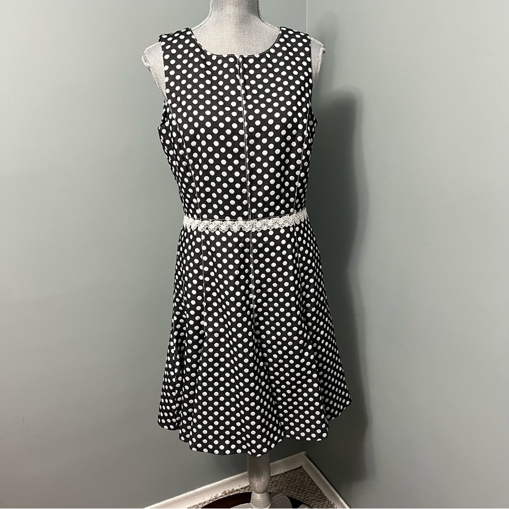 KARL LAGERFELD Polka Dot fit & flare dress womens size 10 wedding guest
